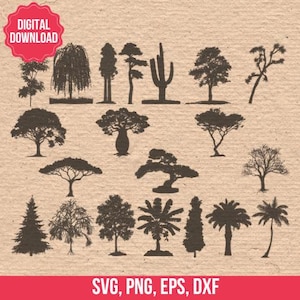 Trees Silhouette Digital Clipart in SVG EPS PNG | Ideal for Bullet Journaling, Scrapbooking and Cardmaking