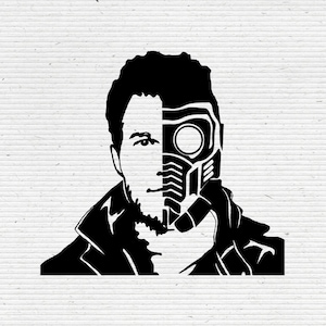 Star-Lord Peter Quill Face Off Silhouette in SVG EPS PNG for Silhouette Studio & Cricut Instant Download