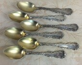 WHITING Louis XV Sterling Silver Demitasse Spoons -6- ANTIQUE