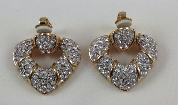 SWAROVSKI Crystal Heart Earrings Clip On Heart Sh… - image 2