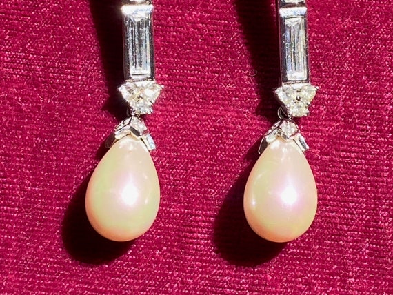 Christian Dior Costume Earrings Pearl & Crystal - image 4