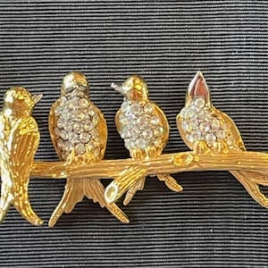 Joan Rivers Crystal Birds Brooch