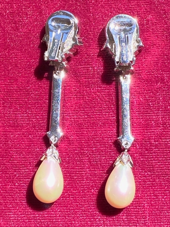 Christian Dior Costume Earrings Pearl & Crystal - image 2