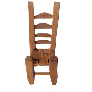 Vintage Miniature Primitive Ladder Back Chair
