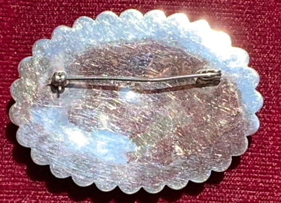 Sterling Silver Artisan Brooch with Blue & White … - image 3