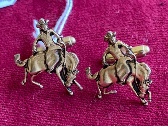 Bronco Buster / Cowboy Tie Bar and Cufflinks - image 3