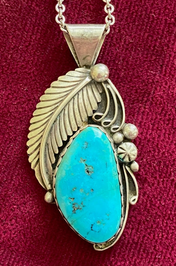 Brian Brown Navajo Silver Turquoise Pendant