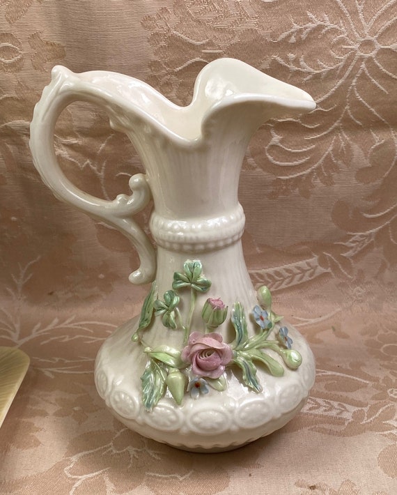 Belleek Aberdeen Ewer Vase 3rd Green Mark Etsy