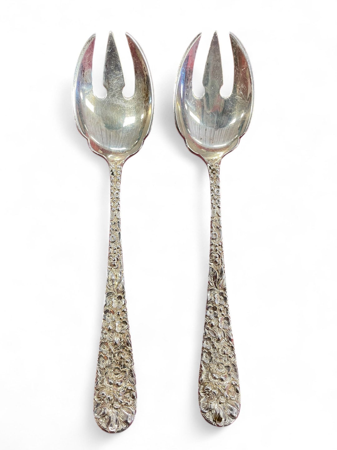 Stieff Rose Ice Cream Forks Repousse Sterling Silver Sporks Etsy