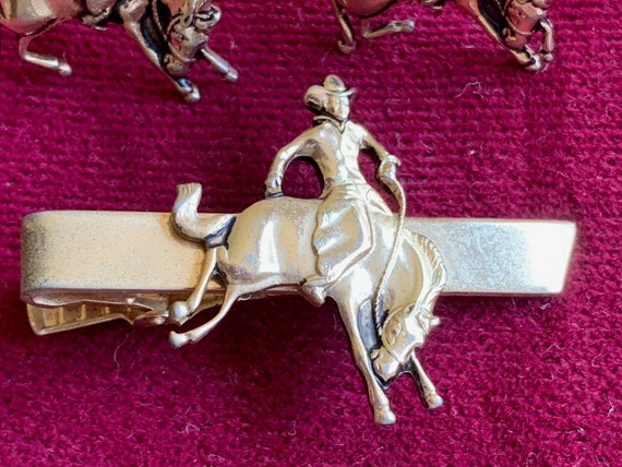 Bronco Buster / Cowboy Tie Bar and Cufflinks - image 2