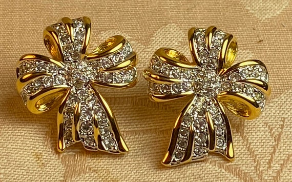 SWAROVSKI Crystal Pussy Bow Earrings - image 1