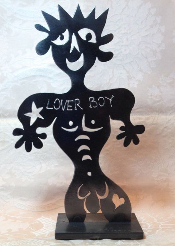 Lover Boy Cut Out Steel Sculpture Fun Male Nude Art by C 