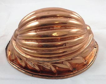 Antique COPPER Melon or Jelly  MOLD  Copper and tin. France