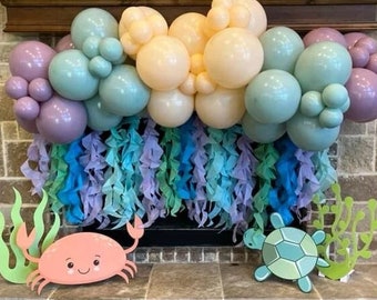 Mermaid Garland for Under the sea Party, Ruffle table skirt for Mermaid Birthday