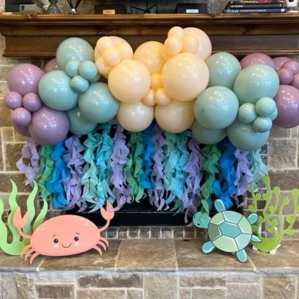 Mermaid Garland for Under the sea Party, Ruffle table skirt for Mermaid Birthday