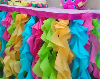 Gonna da tavolo arruffata rosa lime verde turchese blu ananas giallo idee a tema- Shopkins, fiesta, llama party, luau, Encanto compleanno