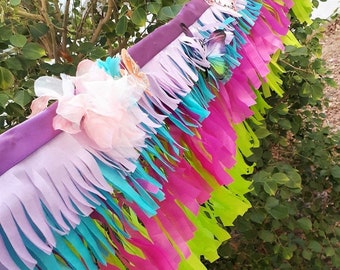 Encanto birthday garland banner, fiesta birthday garland, fringe garland bright, tassel garland with flowers and butterflies