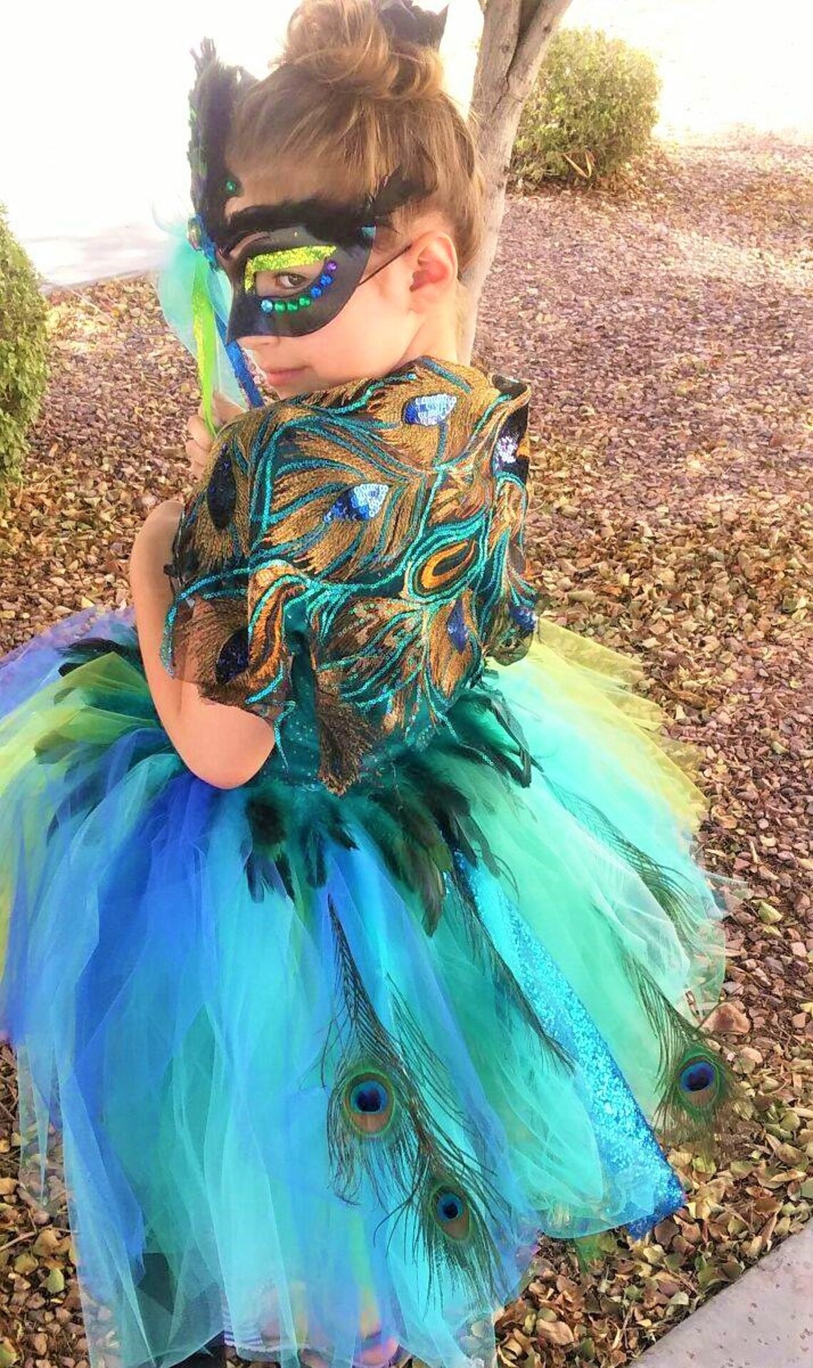 Pfau Kostüm Für Kinder Mädchen - Komplettset Mit Kleid, Flügeln Und Accessoires