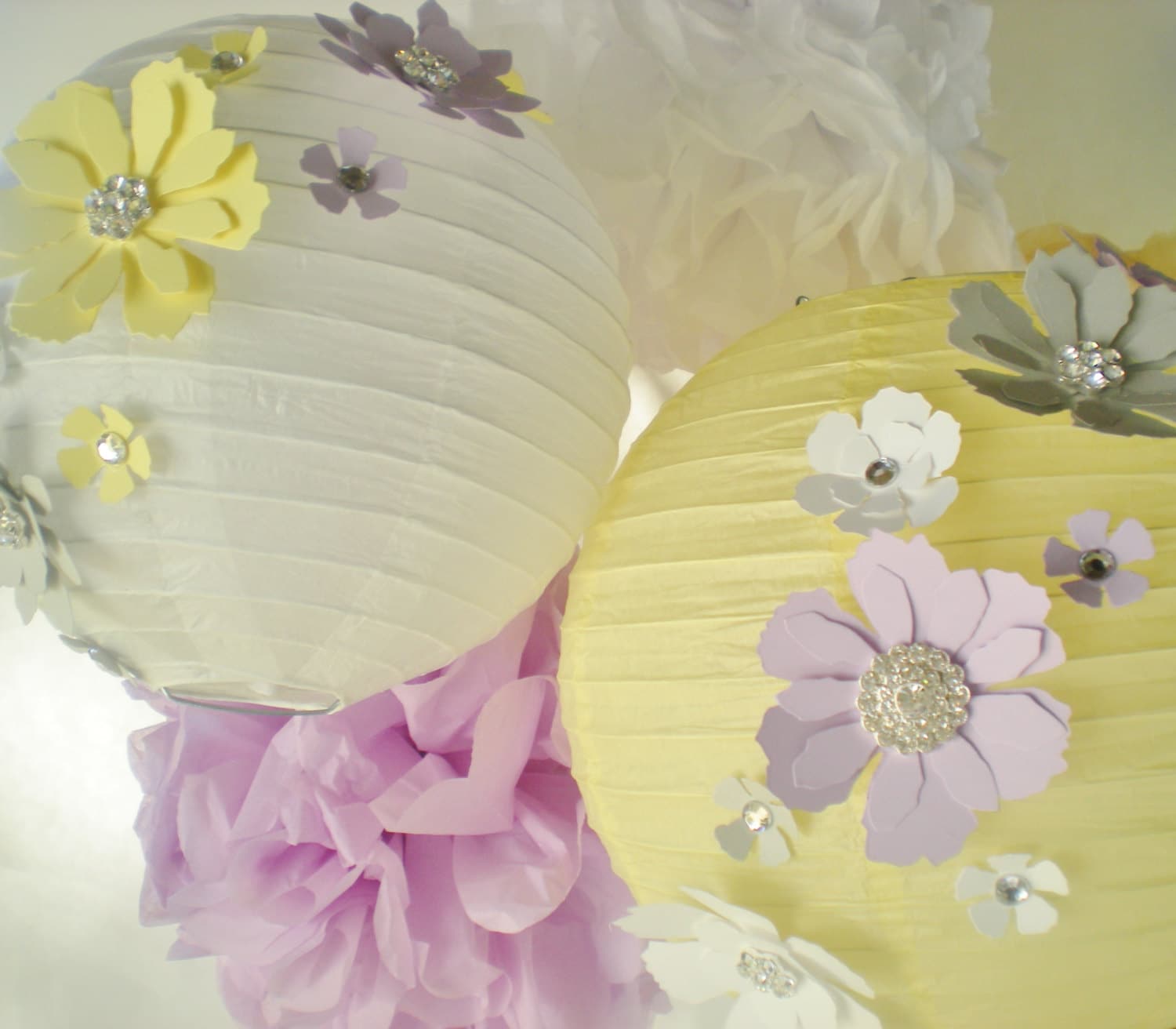 Grey and 2024 yellow paper lanterns