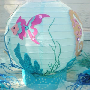 Under the Sea table centerpiece with fish and seahorse for Octonauts party, Little Mermaid birthday, beach wedding, beach centerpiece image 3