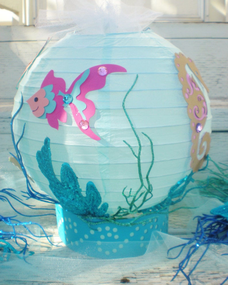 Under the Sea table centerpiece with fish and seahorse for Octonauts party, Little Mermaid birthday, beach wedding, beach centerpiece image 3