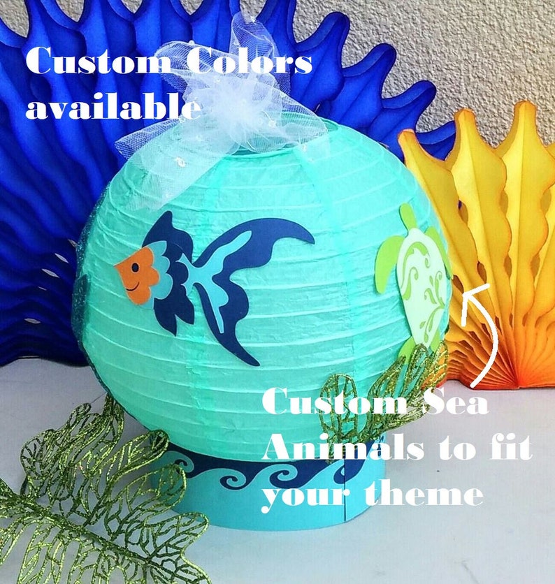 Under the Sea table centerpiece with fish and seahorse for Octonauts party, Little Mermaid birthday, beach wedding, beach centerpiece image 4