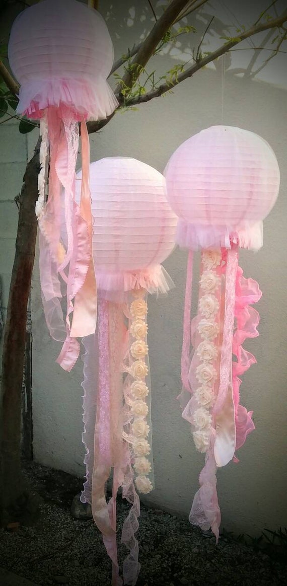 Jellyfish Lantern Under the Sea Party Room Decorations XL, Large or Medium  Option Pink Blush Cream CUSTOM Size/colors Quality Fabric Trims 
