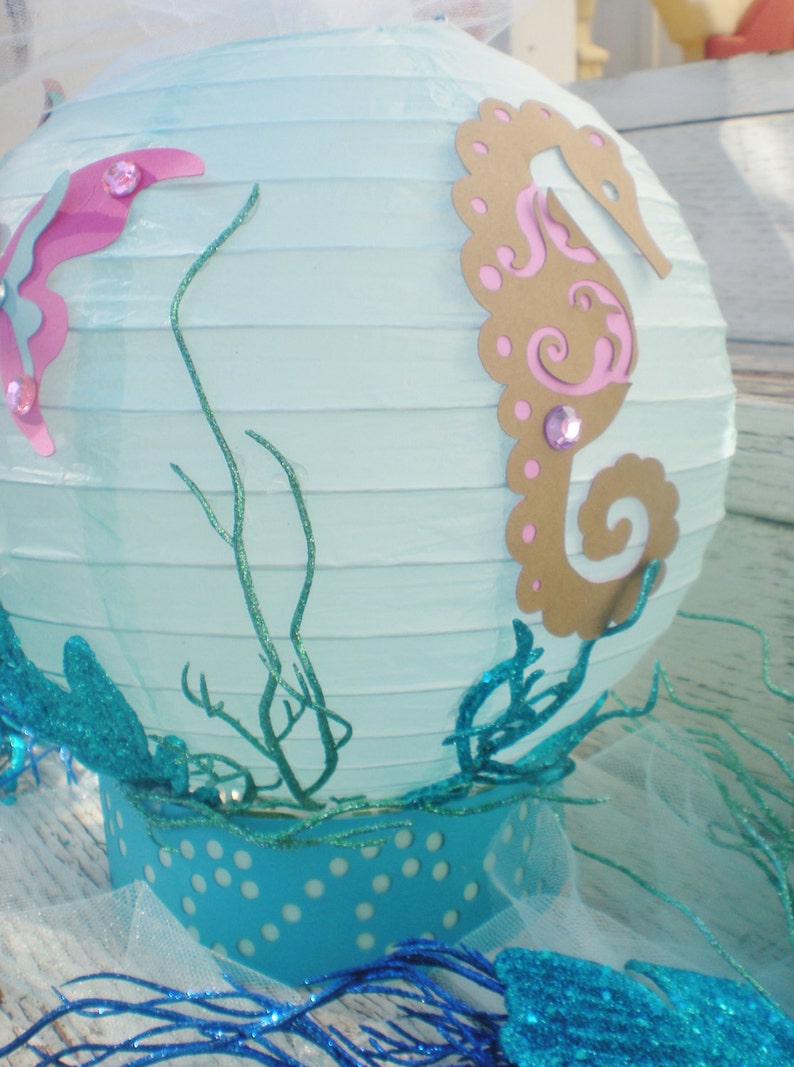Under the Sea table centerpiece with fish and seahorse for Octonauts party, Little Mermaid birthday, beach wedding, beach centerpiece image 5
