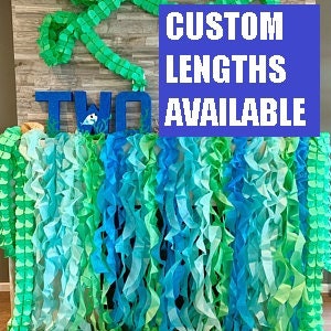 Under the Sea table skirt or photo backdrop tissue tentacles satin ribbon for ocean party or photo shoot Aqua mint turquoise ruffle skirt image 5