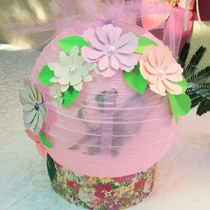 Fairy Lantern centerpiece with flowers pearls and light-up option fairy silhouette fairy house pink purple cream green