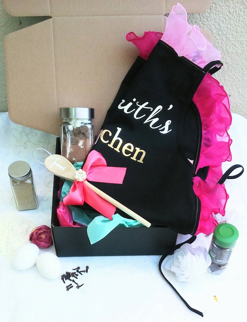 Personalized apron boxed gift set apron with custom message Etsy