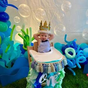 High chair garland banner under the sea 1st birthday perfect for Luca, Octonauts party, Little Mermaid birthday, Finding Nemo party image 2