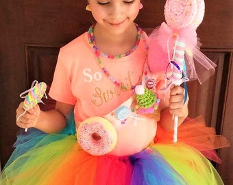 Candyland Tutu candy costume Candyland candy headband lollipop wand and treats belt Sweetshoppe costume with ice cream cotton candy donut
