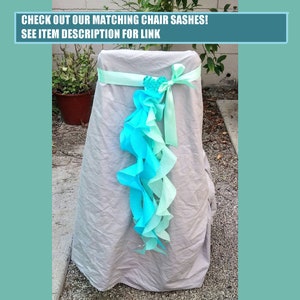 Under the Sea table skirt or photo backdrop tissue tentacles satin ribbon for ocean party or photo shoot Aqua mint turquoise ruffle skirt image 9