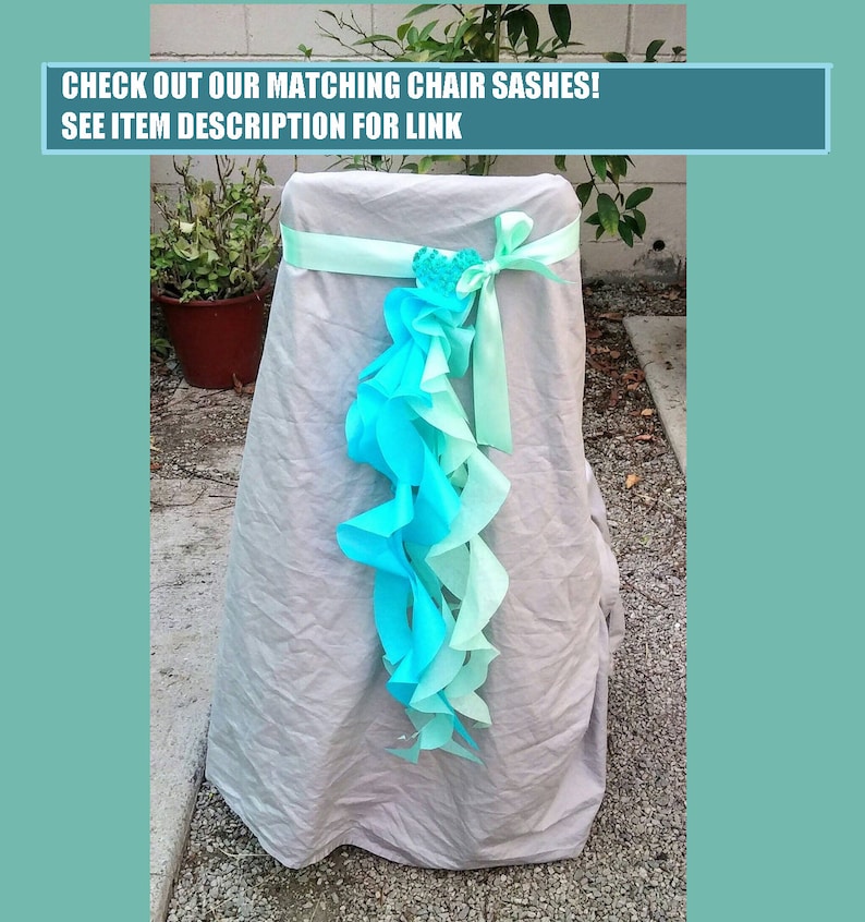 Under the Sea table skirt or photo backdrop tissue tentacles satin ribbon for ocean party or photo shoot Aqua mint turquoise ruffle skirt image 9