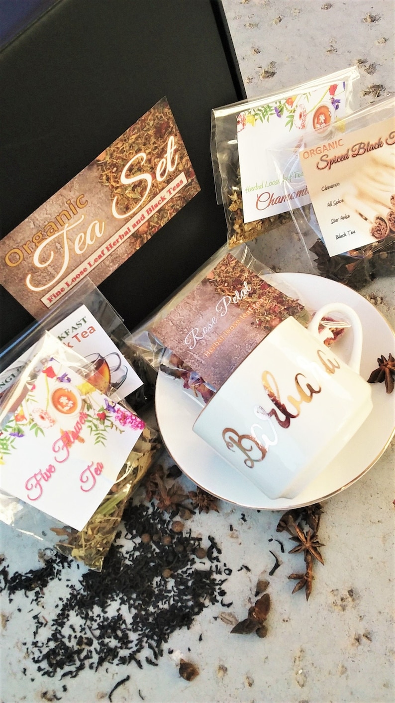 Tea Gift set Personalized tea cup and saucer tea sampler Etsy