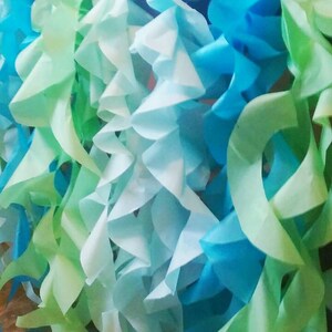 Under the Sea table skirt or photo backdrop tissue tentacles satin ribbon for ocean party or photo shoot Aqua mint turquoise ruffle skirt image 6