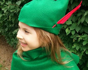 Peter Pan Costume Hat Green Felt With 