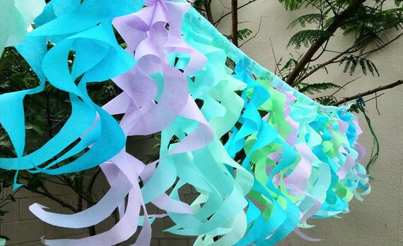 Ruffled Crepe Paper Streamers Mermaid Party, Purple and Blue, Party  Decorations, Under the Sea 