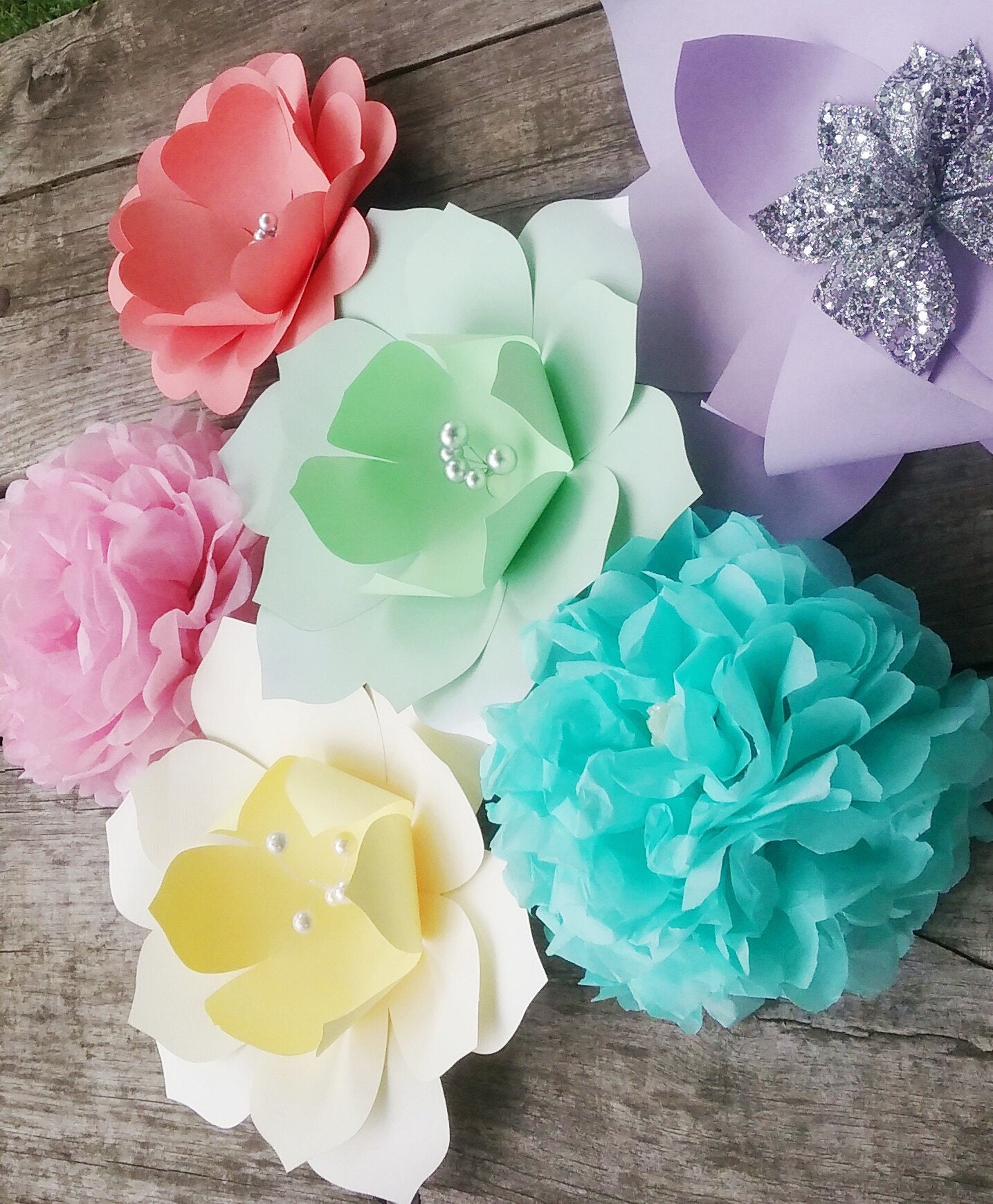 big paper flowers pastel colors completely assembled for color paper flower