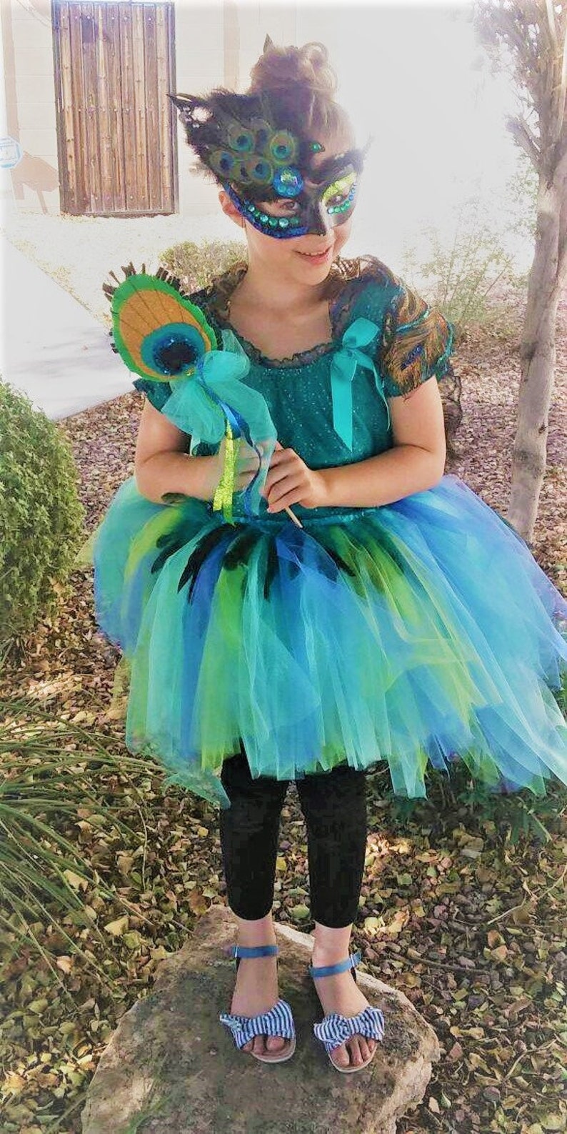 Peacock costume peacock tutu with mask and wand and gorgeous | Etsy