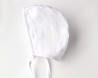 White Linen and Cotton Baby Bonnet | Handmade Bonnets | Spring and Summer Bonnet | Baby and Toddler Bonnets