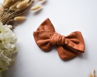 Girls linen Hair Bows Splendid Style | Clip, band or tie | Christmas Collection | large hair Bow | Christmas hair Bow | Ginger hair bow