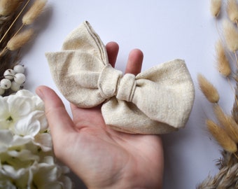 Girls linen Hair Bows Splendid Style | Clip, band or tie | Christmas Collection | large hair Bow | Christmas hair Bow | Gold hair bow