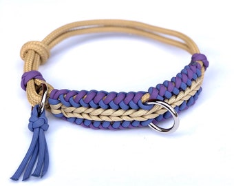 Adjustable Rope Dog Collar Chevron Braid Paracord Overlay