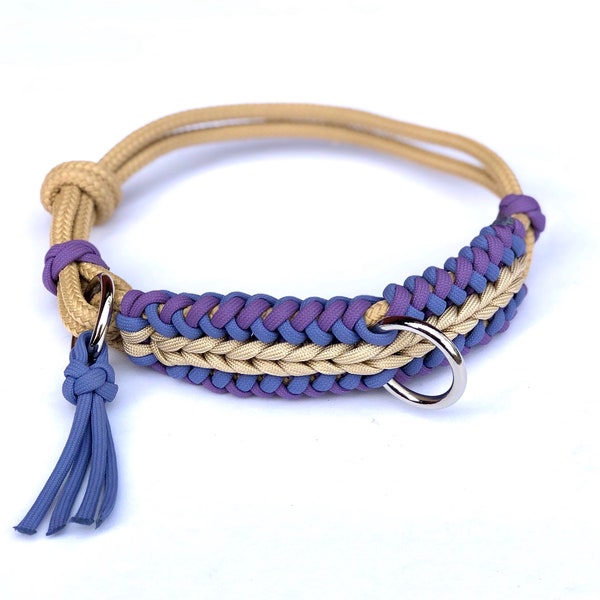 Verstellbare Seil Hund Kragen Chevron Geflecht Paracord Overlay