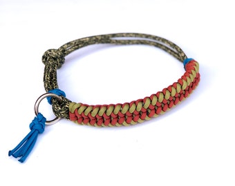 Adjustable Rope Dog Collar Braided Paracord Overlay