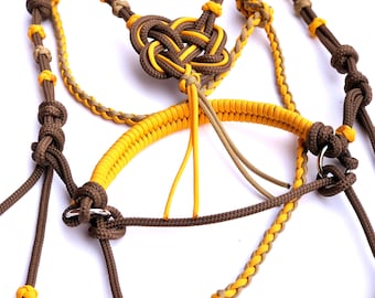 Custom Celtic Knot Bitless Rope Bridle: Soft Sidepull Hackamore