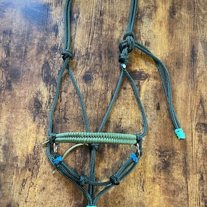 Custom Rope Halter Bitless Bridle: Woven Paracord Noseband, Natural ...