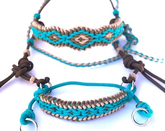 Knotted Rope Bitless Horse Bridle: Diamond Paracord Hackamore